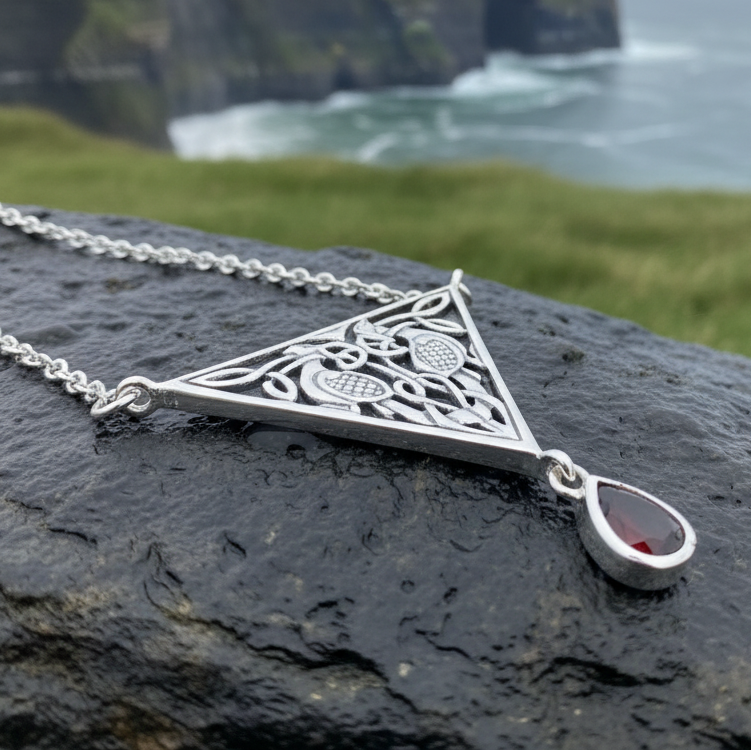 Kells Celtic Birds Necklace in Sterling Silver — view 5