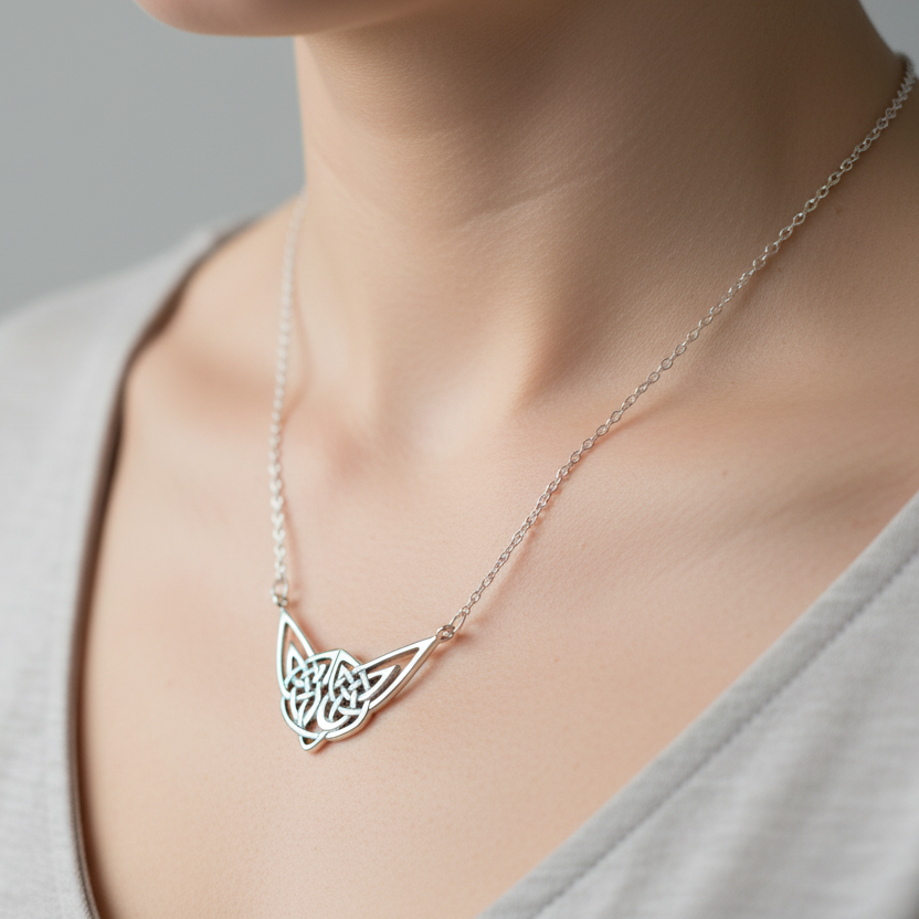 Letita Celtic Knot Necklace in Sterling Silver — view 2