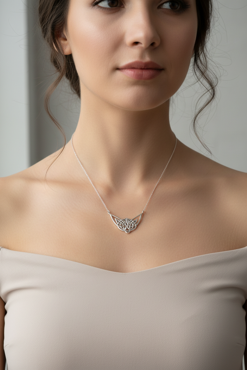 Letita Celtic Knot Necklace in Sterling Silver — view 8