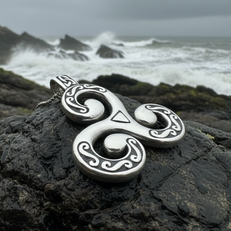 Celtic Triskele Necklace in Sterling Silver