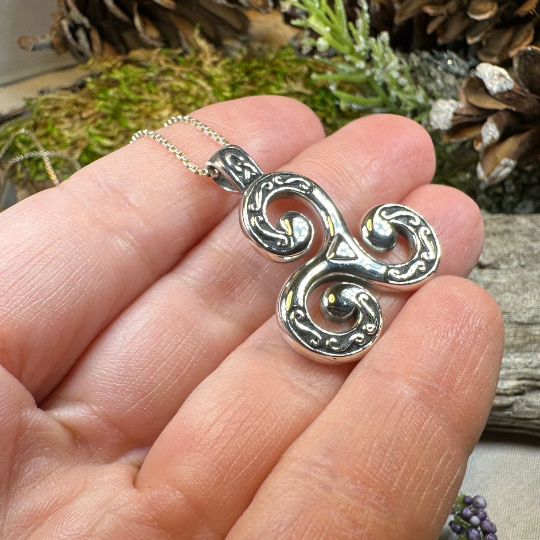 Celtic Triskele Necklace in Sterling Silver