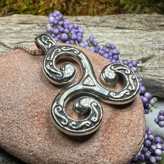 Celtic Triskele Necklace in Sterling Silver