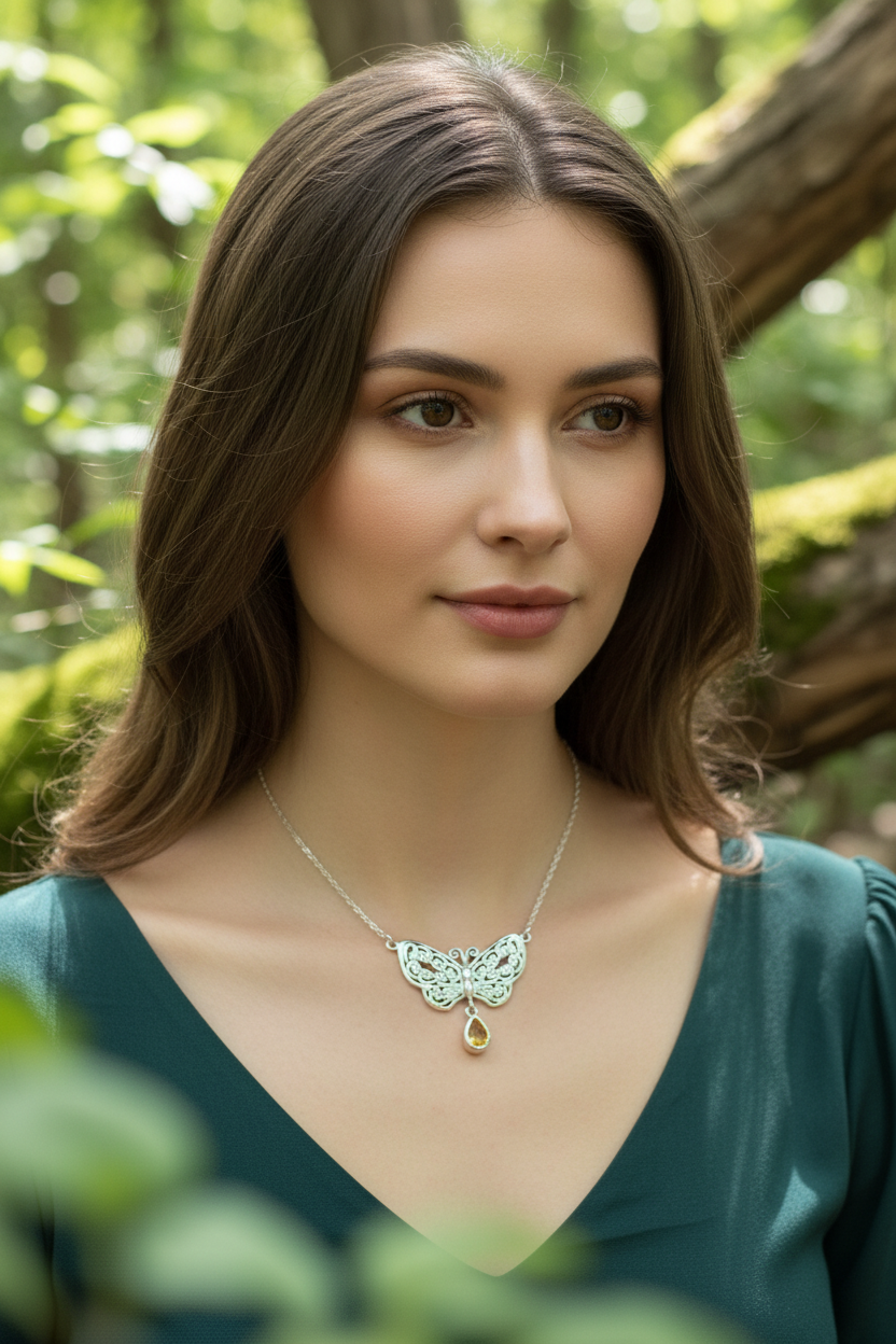 Meadow Celtic Butterfly Necklace in Sterling Silver