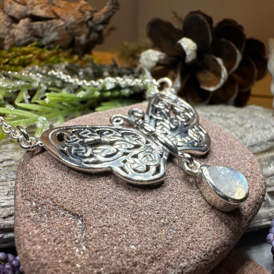 Meadow Celtic Butterfly Necklace in Sterling Silver — view 8