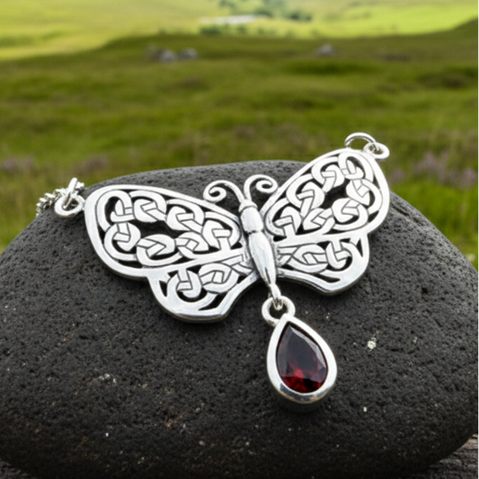 Meadow Celtic Butterfly Necklace in Sterling Silver — view 4