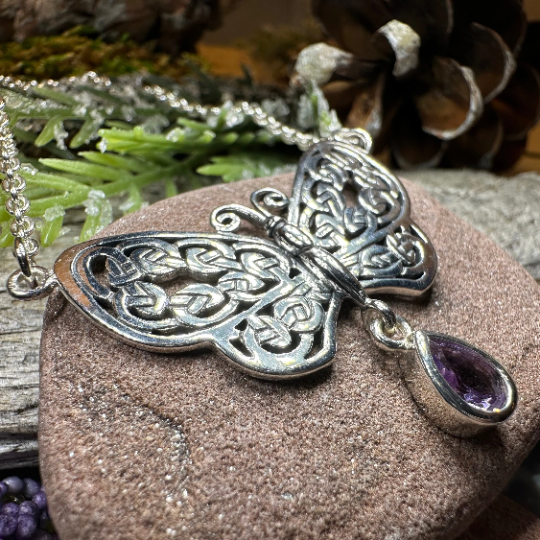 Meadow Celtic Butterfly Necklace in Sterling Silver — view 5