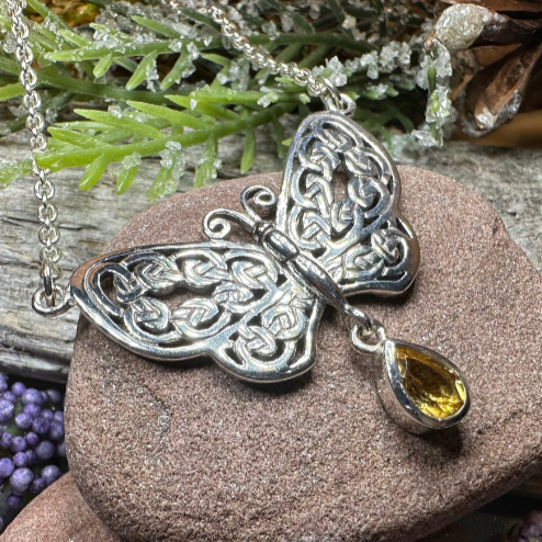 Meadow Celtic Butterfly Necklace in Sterling Silver — view 2