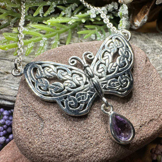 Meadow Celtic Butterfly Necklace in Sterling Silver — view 10