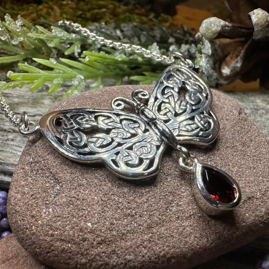Meadow Celtic Butterfly Necklace in Sterling Silver — view 9