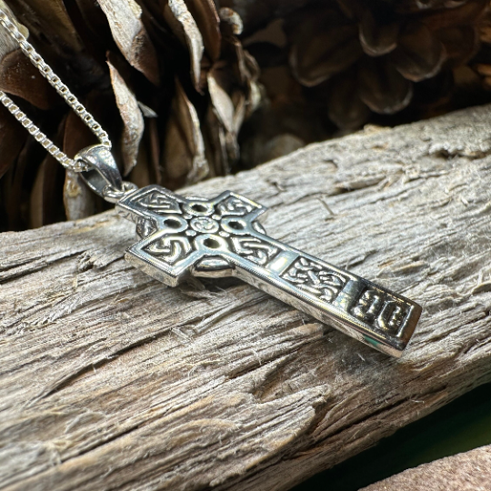 Ballinalee Celtic Cross Necklace in Sterling Silver — view 6