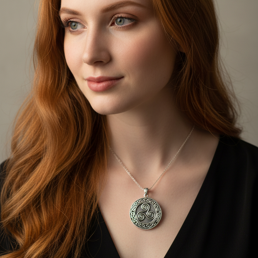 Aglimar Celtic Spiral Necklace in Sterling Silver — view 2