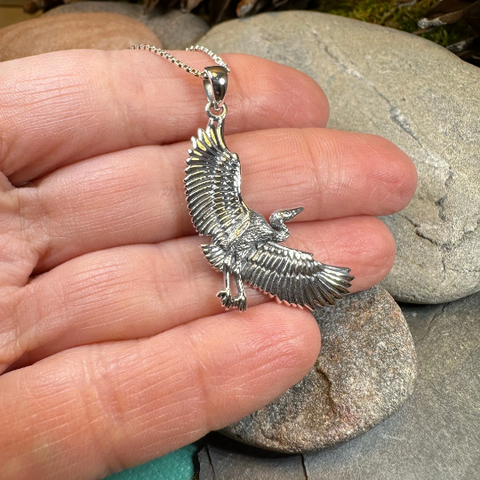 Load image into Gallery viewer, Good Fortune Crane Necklace in Sterling Silver
