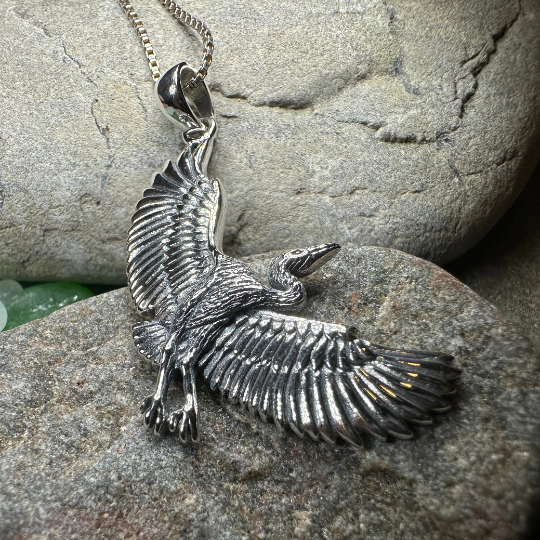 Good Fortune Crane Necklace in Sterling Silver — view 6
