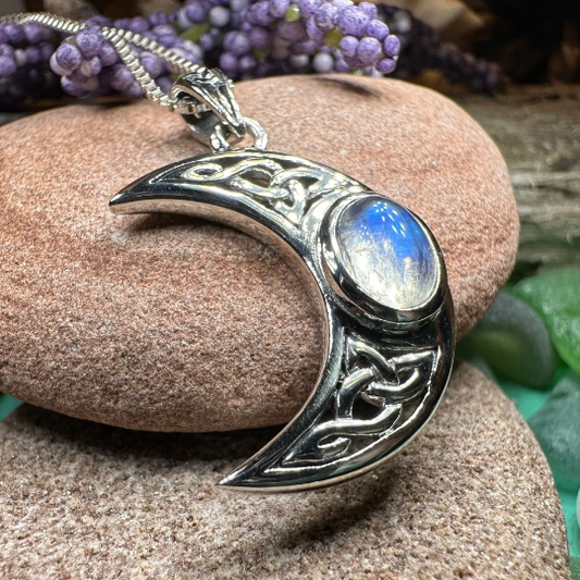 Arlynn Celtic Crescent Moon Necklace in Sterling Silver — view 4