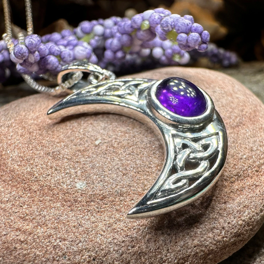 Arlynn Celtic Crescent Moon Necklace in Sterling Silver — view 9