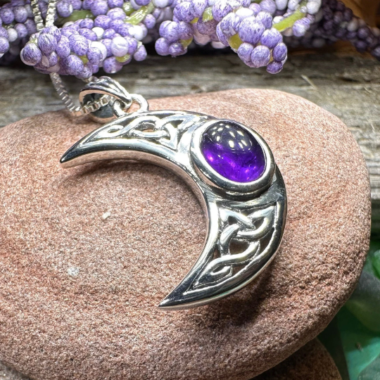 Arlynn Celtic Crescent Moon Necklace in Sterling Silver
