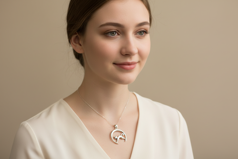 Load image into Gallery viewer, Crescent Moonrise Cat Necklace

