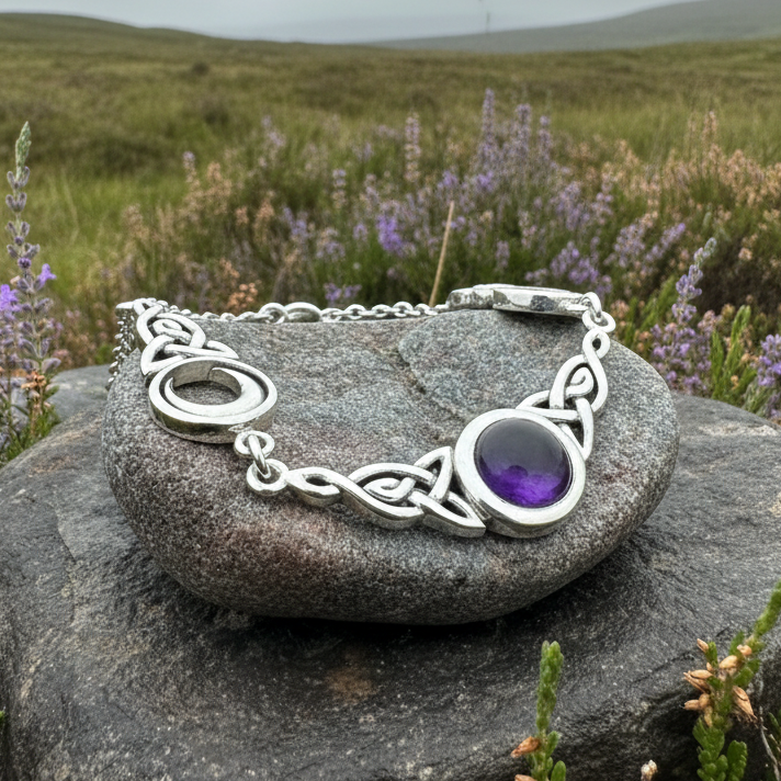 Celtic Triple Moon Necklace in Sterling Silver