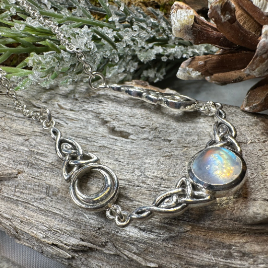 Celtic Triple Moon Necklace in Sterling Silver