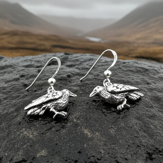 Morgana Raven Earrings in Sterling Silver — view 6