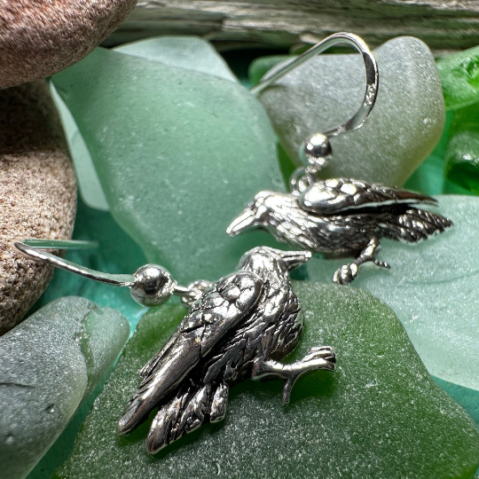 Morgana Raven Earrings in Sterling Silver — view 2
