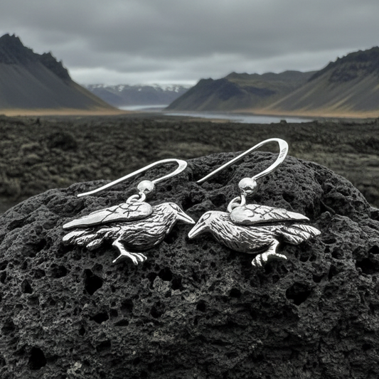 Morgana Raven Earrings in Sterling Silver