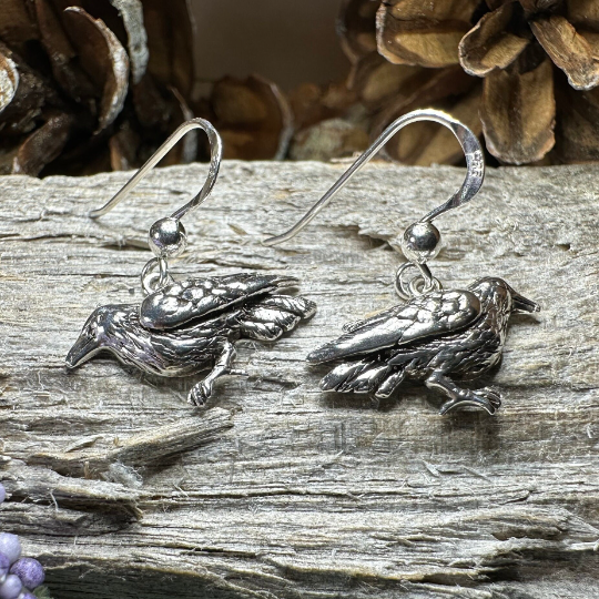 Morgana Raven Earrings in Sterling Silver — view 4