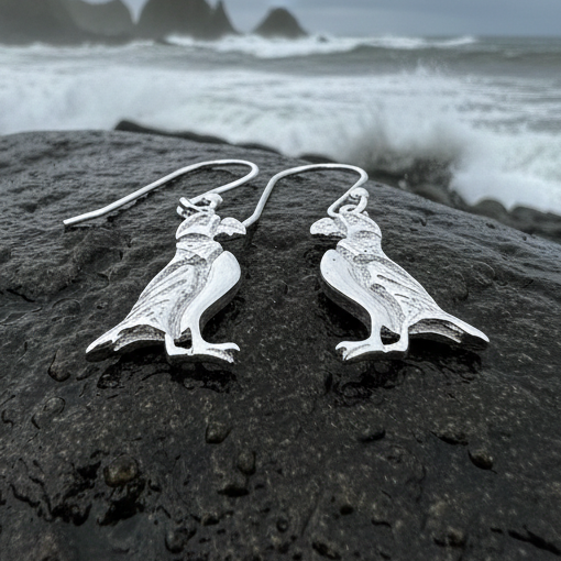 Orkney Puffin Earrings in Sterling Silver