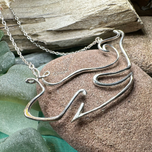 Whale Line Necklace in sterling silver
