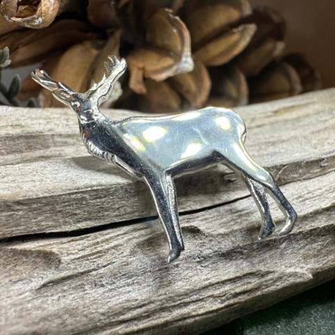 Load image into Gallery viewer, Sterling Silver Highland Stag Brooch - Handmade in Scotland
