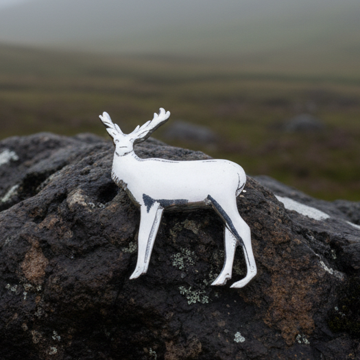 Sterling Silver Highland Stag Brooch - Handmade in Scotland