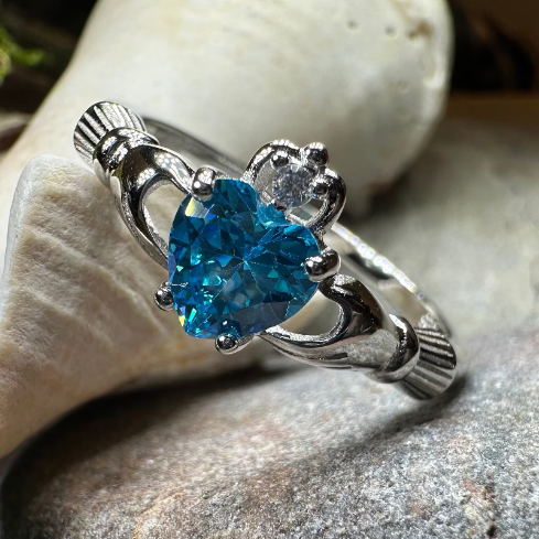 Topaz Claddagh Ring in sterling silver