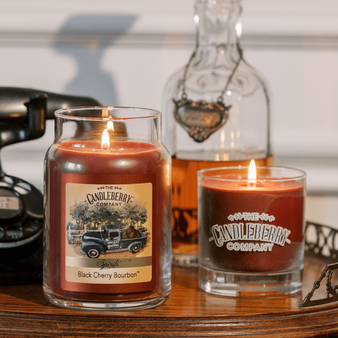 Hand-poured Spirits Black Cherry Bourbon Large Jar Candle - Made in the U.S.A.