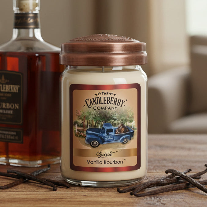 Hand-poured Spirits Vanilla Bourbon Large Jar Candle - Made in the U.S.A.