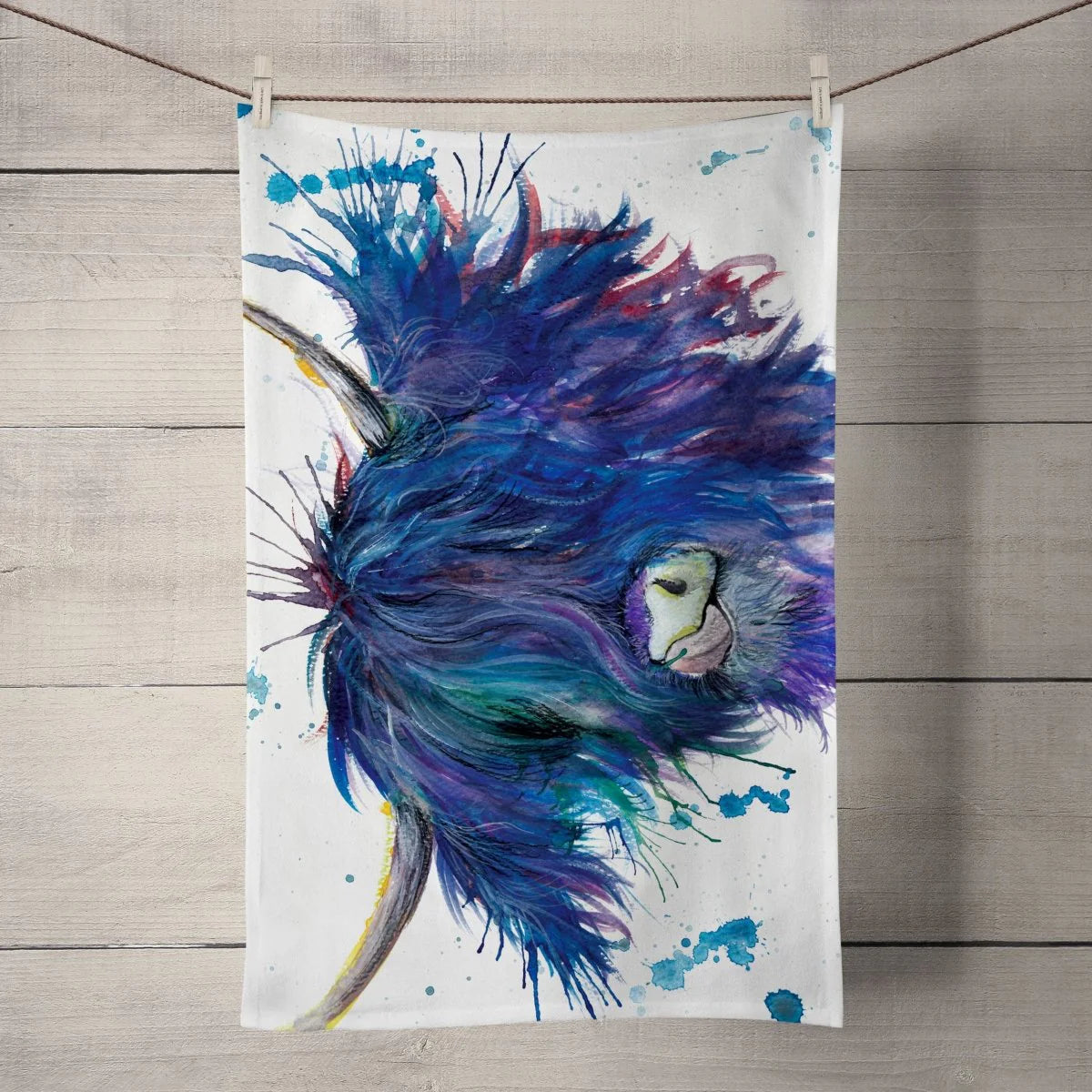 Handmade Scottish Highland Cow Lover Tea Towel - Set of Two