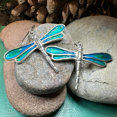 Load image into Gallery viewer, Blue Dragonfly Dangle Earrings for Women
