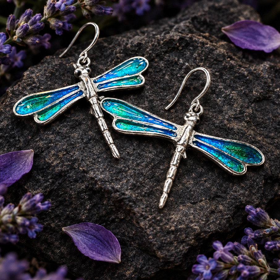 Blue Dragonfly Dangle Earrings for Women