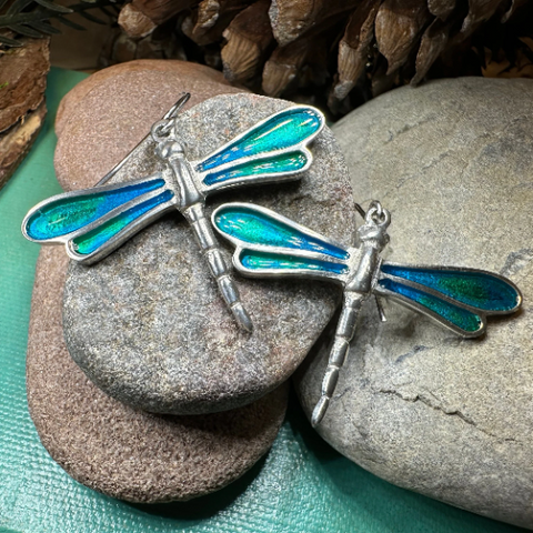 Load image into Gallery viewer, Blue Dragonfly Dangle Earrings for Women
