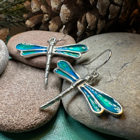 Load image into Gallery viewer, Blue Dragonfly Dangle Earrings for Women
