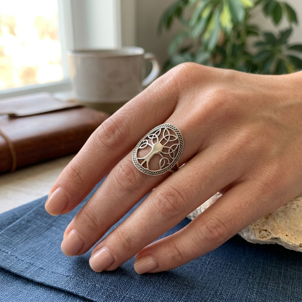 Enchanted Celtic Tree of Life Ring in Sterling Silver