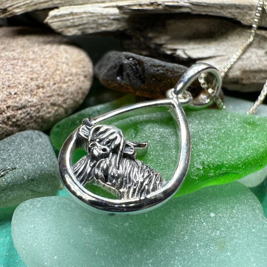 Little Hamish Highland Cow Necklace in Sterling Silver