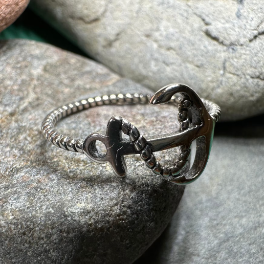 Seaside Anchor Ring in Sterling Silver