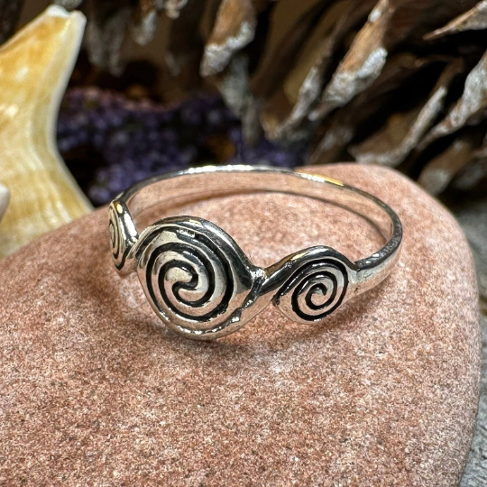 Newgrange Triple Spiral Ring in Sterling Silver