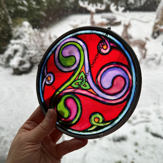 Red Celtic Sprial & Trinity Knot Suncatcher — view 3