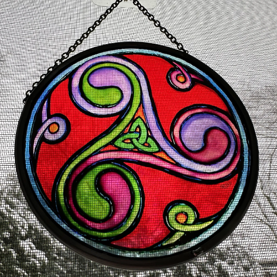 Red Celtic Sprial & Trinity Knot Suncatcher — view 2