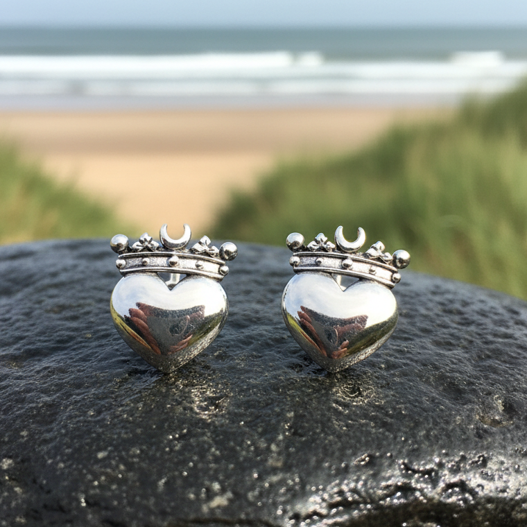 Celtic Irish Claddagh Post Earrings