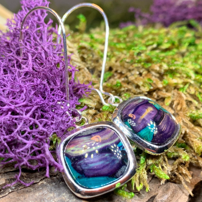 Heathergems Celtic Square Earrings - Handmade in Scotland
