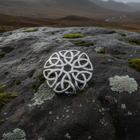 Pewter Trinity Knot Brooch - Handmade in Scotland — view 2