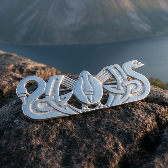 Sterling Silver Three Nornes Swan Brooch - Handmade in Scotland