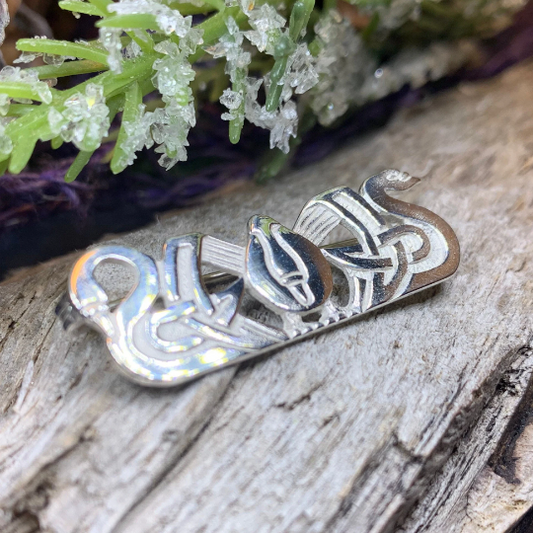 Sterling Silver Three Nornes Swan Brooch - Handmade in Scotland